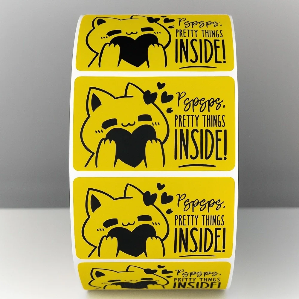 Pspsps Pretty Things Inside Stickers – Cute Cat Labels for Packaging and Orders